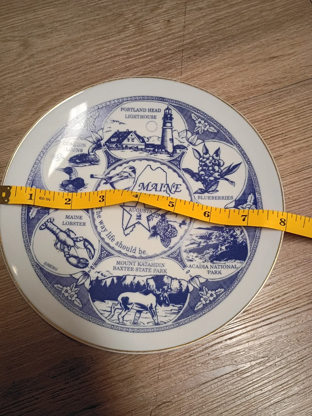 Maine Blue and White Decorative Plate
